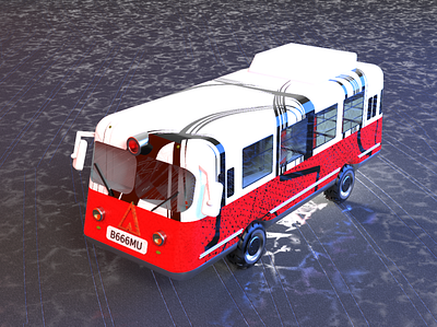 Retro Bus 3d 3d art bus car retro traffic transport vehicle