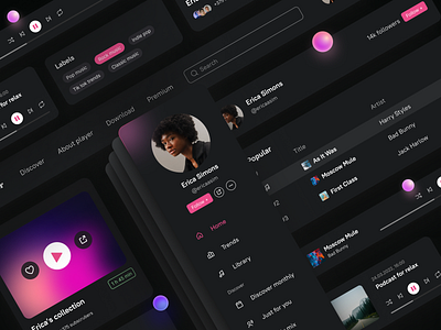 Music player UI Kit atomic design design figma makeevaflchallenge makeevaflchallenge4 ui ui kit ux uxui