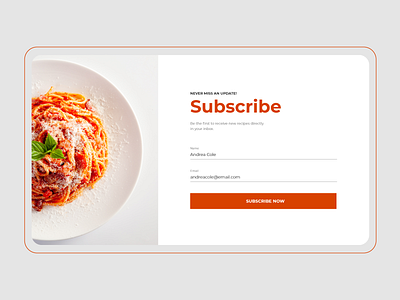 #DailyUI #026 - Subscribe adobe xd daily ui dailyui dailyuichallenge design food form meals recipes subscribe subscribe form ui ux website