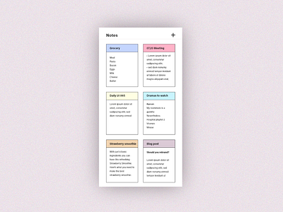 Daily UI #065 – Notes widget adobe xd daily ui dailyui dailyuichallenge design list notes notes widget pastel colors to do ui ux widget