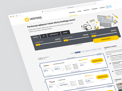 Hosting compare compare filters hosting landing page ui website