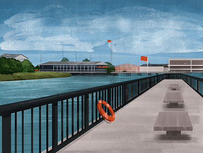 Charleston Harbor charleston childrens book illustration illustration landscape illustration postcard