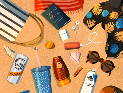 Beach Bag Contents beach beach bag drawing drawing challenge graphic graphic illustration graphicdesign illustration instagram summer