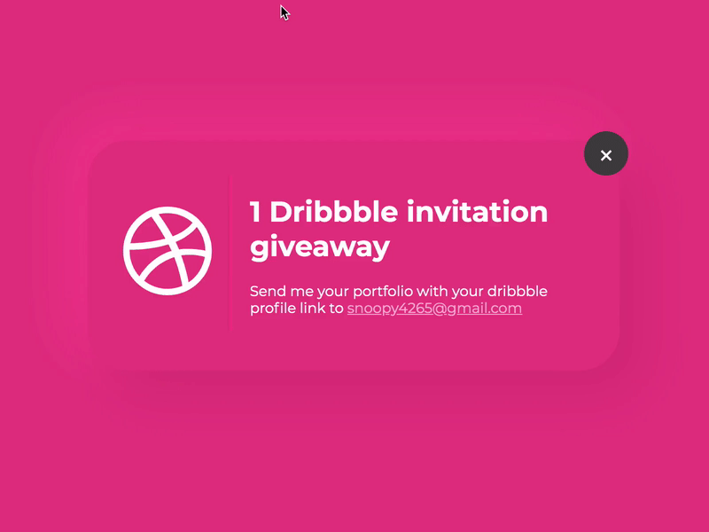 1 Dribbble Invitation animation css dribbble dribbble invitation dribbble invite dribbble invite giveaway giveaway gsap html javascript ui