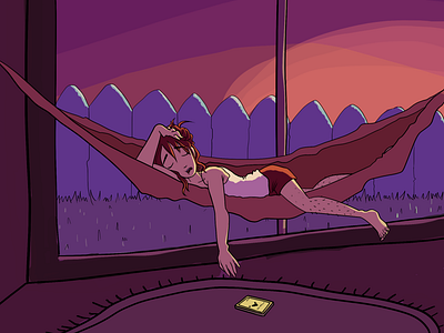 Sunset in a hammock characterdesign digitalart illustration