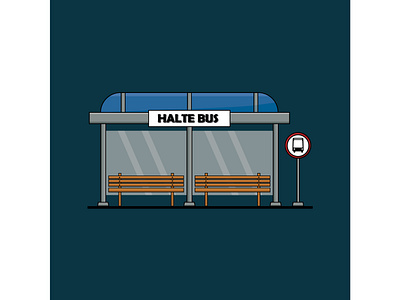 Halte bus vector Illustration bue background bus design flat design halte halte bus illustration vector