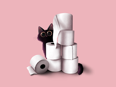 All the TP just for me! cat design illustration ipad pro kitty kitty illustration procreate sketch texture texture brushes tp