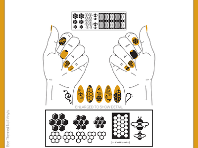 Bee Stickers bees nail art nails vector