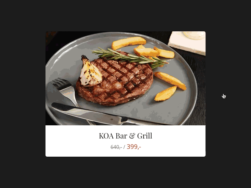 Restaurant Card Hover card dark food hover motion parallax restaurant web