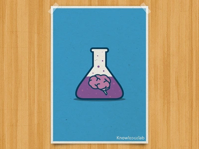 Knowledge Lab Poster brain lab minimalistic poster print vial wood