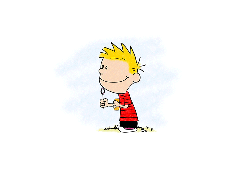 Calvin Blowing Bubbles animated bubble calvin calvin and hobbes cel comic harmony hobbes