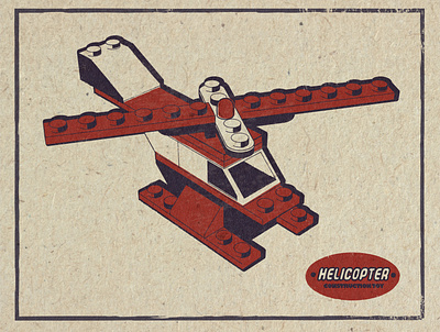 Helicopter 50s box construction helicopter illustration lego old old design paper retro texture toy vector
