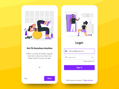 Fitness App - UI app design exercise fitness illustration mobile online phone ui uiux