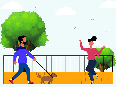 People Morning Walk - Illustration