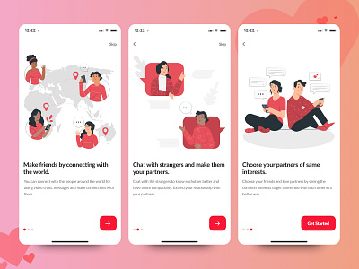 Dating App | OnBoarding Screens | User Interface application datingapp designs mobile onboarding phone screens uiux userinterface