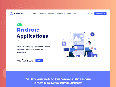 Android App | Development Company Website | UI androidapplication footer herosection illustration uiux userinterface webdesign website