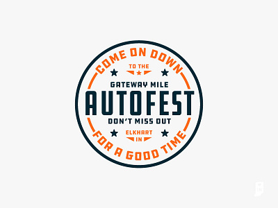 Gateway Mile Autofest badge branding circle design emblem flat illustration logo type typography vector