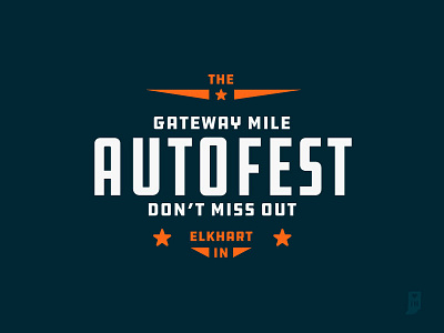 Gateway Mile Autofest Alternate badge branding circle design emblem flat illustration logo type typography vector