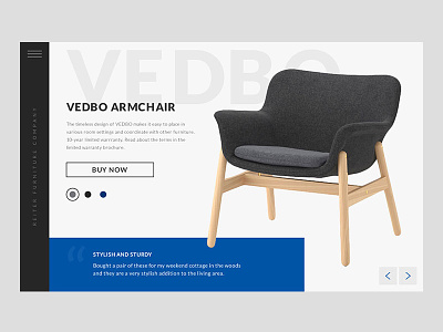 Vedbo Armchair animation concept design interaction menu product ui ux web website