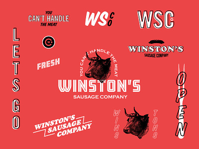 Winston's Sausage Co. brand branding design icon illustration logo mark restaurant wip