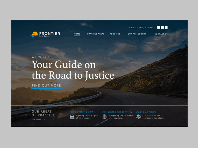 Frontier Law Center after effects animation design graphic law modern page web web design website