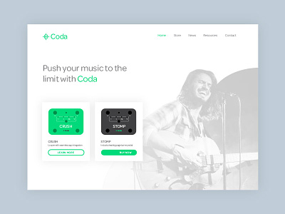 Coda Web Concept brand branding card color design music page ui ux web web design website