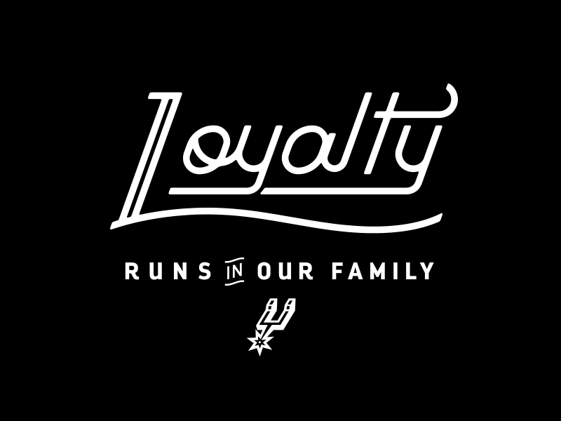 Loyalty Runs In Our Family grid custom lettering one color vintage sports type lockup shirt lettering