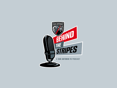 Behind The Stripes: San Antonio FC Podcast branding communication futbol illustration lockup makers of sports podcast soccer sports