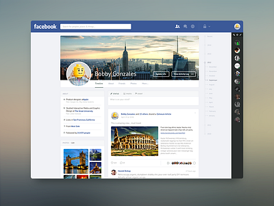 Facebook Refresh (UI concept) clean concept facebook flat minimal refresh simple site social stylish web