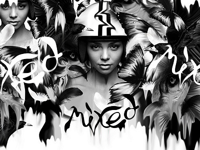 Mixed artwork greyscale illustration photoshop