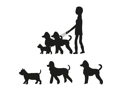 Dog Walking Silhouette Development branding design dog dog illustration dog walking illustration illustration logo silhouette small business logo vector based vectors