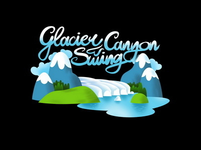 glacier canyon swing canyon illustration letters mountains