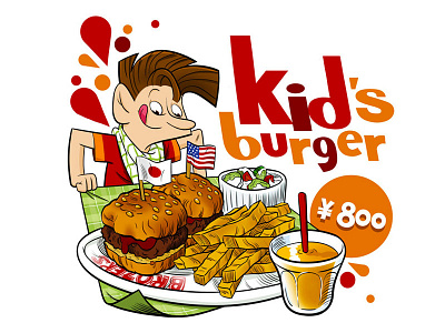 Brozers Kid's burger brozers burger cartoon illustration japan kid tokyo