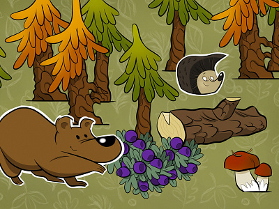 Game illustration bear forest game wood