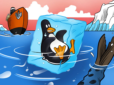 Penguin fish ice penguin polar sea ship