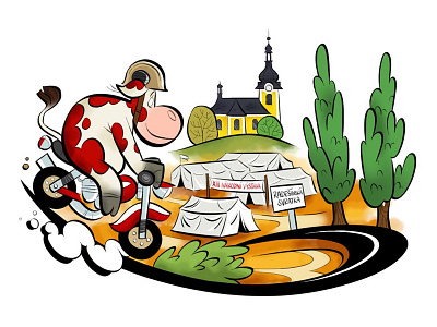 Radosinska Svratka bike cow exhibition illustration