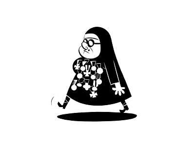 Nun black character illustration nun