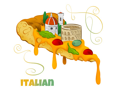 Italian architecture illustration italian italy pizza roma