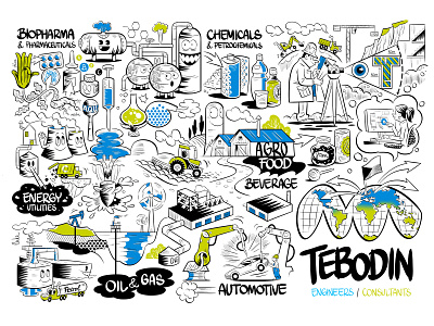 Tebodin automotive cartoon chemical energy illustration wall