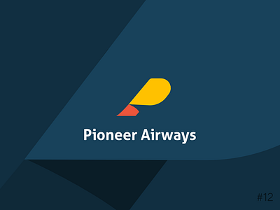 12/50 Daily Logo Challenge | Airline - Pioneer affinity airline blue brand branding dailylogochallange design geometric icon logo monogram orange logo vector