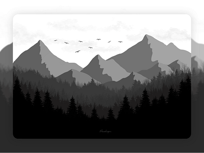 The Mountain Landscape drawing flat forest illustration landscape mood mountain nature procreate trees ui ux