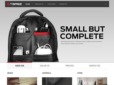 Targe Website Design backpack website