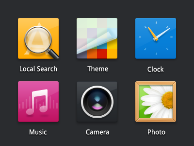 Design for Tapas OS android camera clock icons music os search tapas theme