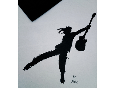 Boredom Art black flat guitarist minimal paint rock