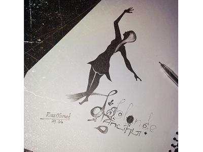 And She Danced Again ! Round and round ! black black pen blonde dancing sketch typography