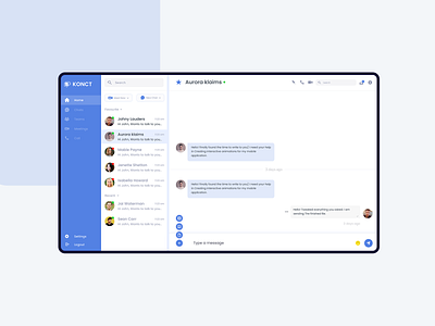 KONCT - Group Chat chatbot chatting chattingdashboard dashboard design groupchat skypee slack software design ui uiux design webdesign