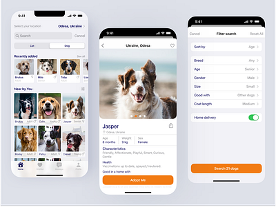 Pet Adoption App animal app design concept design design figma mobile pet pet adoption pet app pet care pet rescue social ui uidesign uxdesign web design