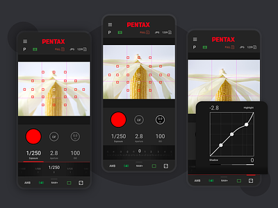 Pentax Mobile Remote Control abstract app app design camera dark design pentax remote shutting typography ui ux