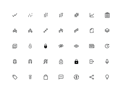 Icons second set for X-Project clean flat design forex icon logo stocks ui