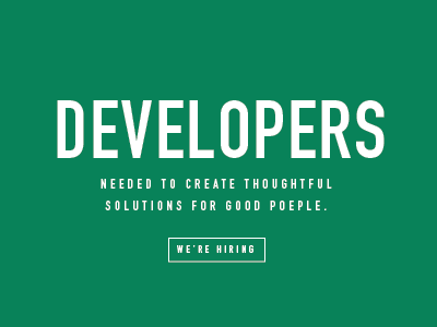 We're Hiring branding design front end development stitch design co. web design web development